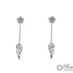 Aretes De Plata 925 Ala Colgante Veneciana Cierre Mariposa 1,3Gr