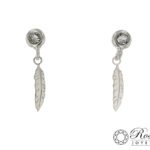 Aretes De Plata 925 Punto De Luz Pluma Colgante Cierre Mariposa 1,2Gr