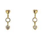 Topos Largos Corazón Con Piedras Blancas Oro 18K Ancho 6,0 Mm