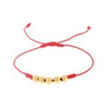 Pulsera Hilo Rojo Con 5 Esferas De 4Mm Oro 18K - Largo 20Cm