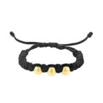 Pulsera De Oro Macramé Negro Con 3 Esferas De 6Mm Oro Amarillo De 18K
