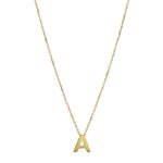 Cadena Tejido Eslabón Seguido Con Dije Incrustado Letra A Ancho 7Mm