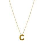 Cadena Tejido Eslabón Seguido Con Dije Incrustado Letra C Ancho 7Mm