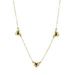 Cadena Tejido Eslabón Seguido Con Tres Corazones Tres Oros Oro 18K Ancho 1Mm