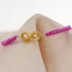 Pulsera Herraje Infinito Oro 18K Con Hilo Rosado