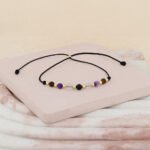 Pulsera Oro 18K Con Piedras Granate, Amatista Y Ónix