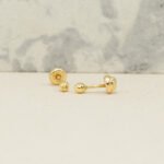 Topos De Oro Amarillo 18K Esfera Diamantada 3Mm Con Broche Rosca