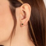 Topos Canasta Oro 18K Con Piedras Verdes