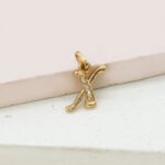 Dije De Oro 18k Letra X Con Piedras Blancas- Ancho Frontal 2mm