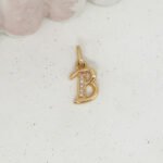 Dije De Oro 18k Letra B Con Piedras Blancas- Ancho Frontal 5mm
