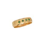 Argolla De Oro 18k Espiga Con Piedras Verdes  5.1gr / Talla 7.5 - Image 2