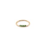 Anillo Oro 18k Cintillo Con Piedras Verdes- Ancho Frontal 1mm - Image 2