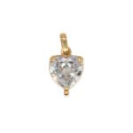 Dije De Oro 18k Corazón Con Piedra Blanca- Ancho Frontal 6mm - Image 2