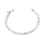 Pulsera de Plata 925 Figaro 3X1  Gueso 20Cm Cierre Mosqueton 9,6 G